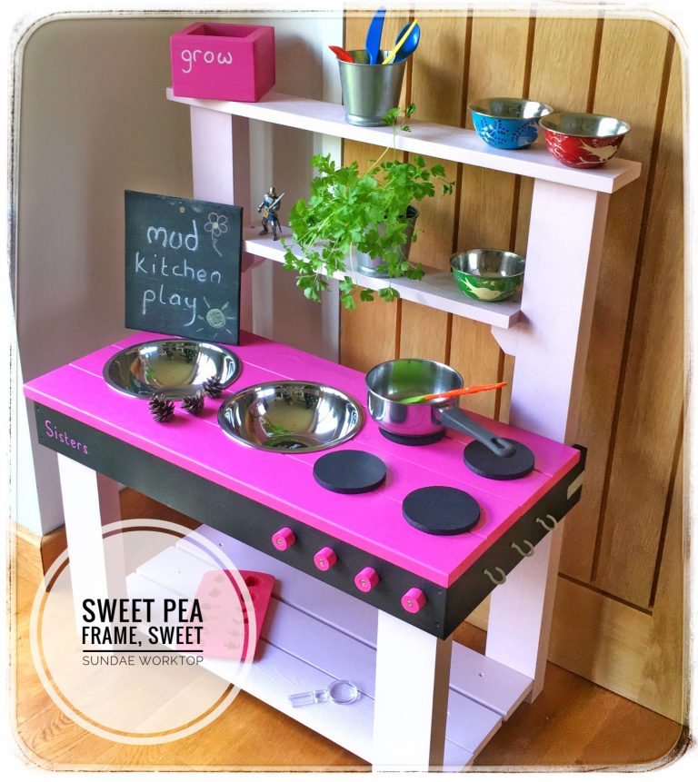 Coloured Mud Kitchen with Name Options, Free Chalkboard and Free