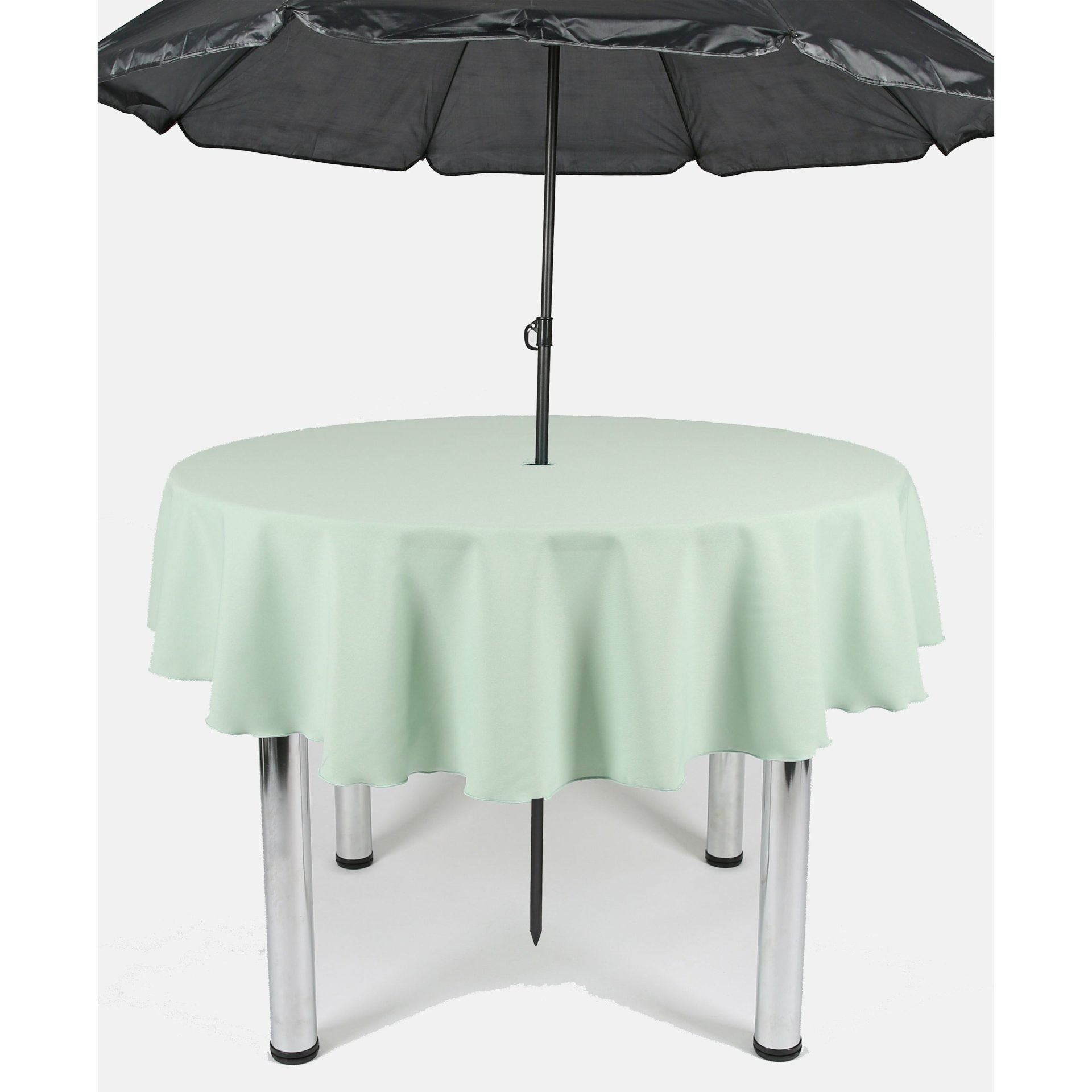 Mint Green Rectangle Plain Garden Tablecloth With hole for parasol