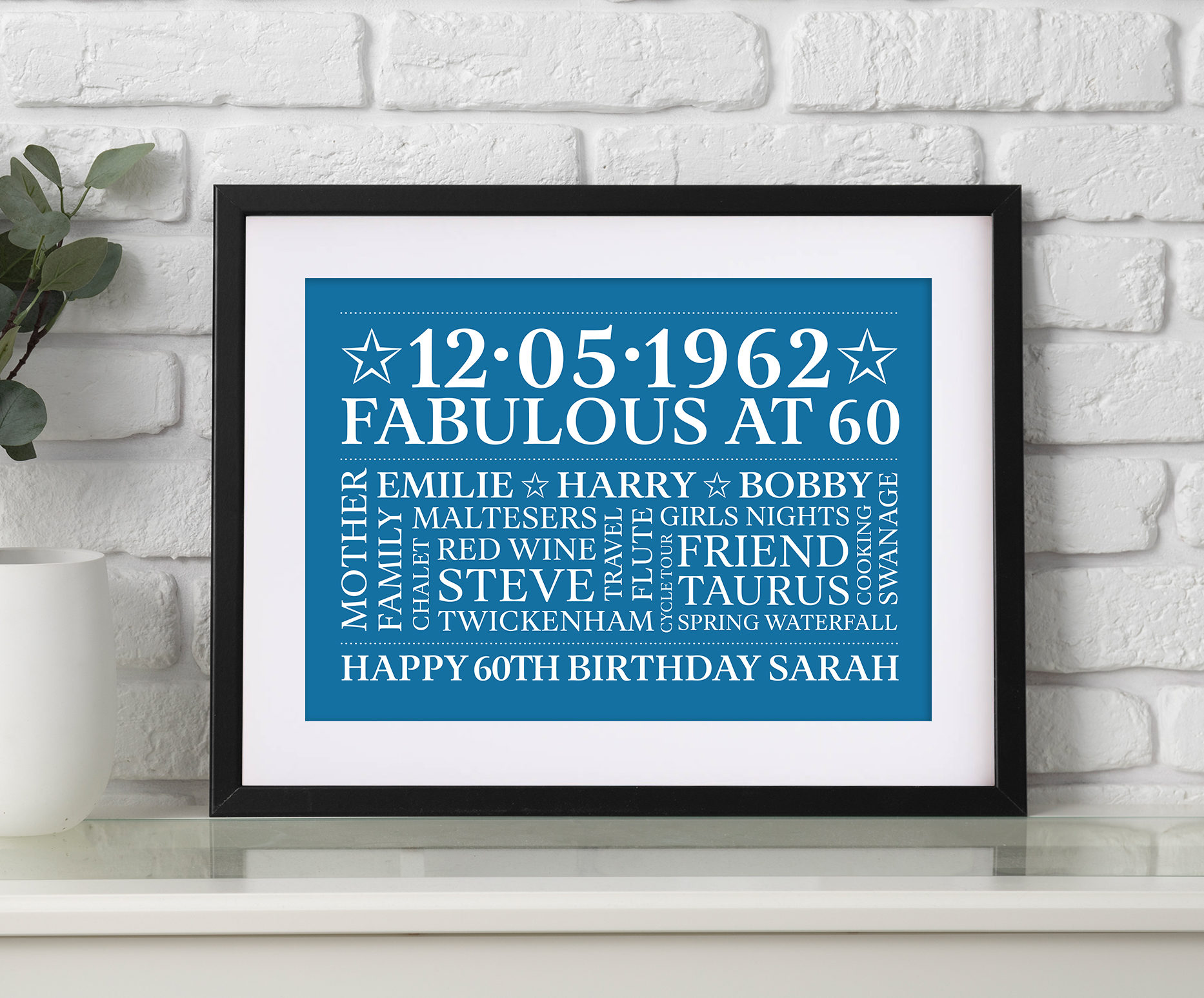 Personalised 60th Birthday Word Art Gift Buy Britain